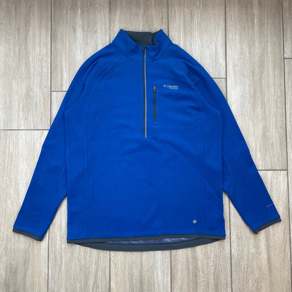 Columbia Titanium Omni Heat Pullover Mens XL Blue Half Zip Outdoor Hiking Shirt